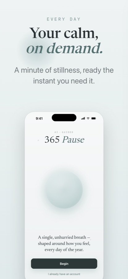 365 Pause welcome screen